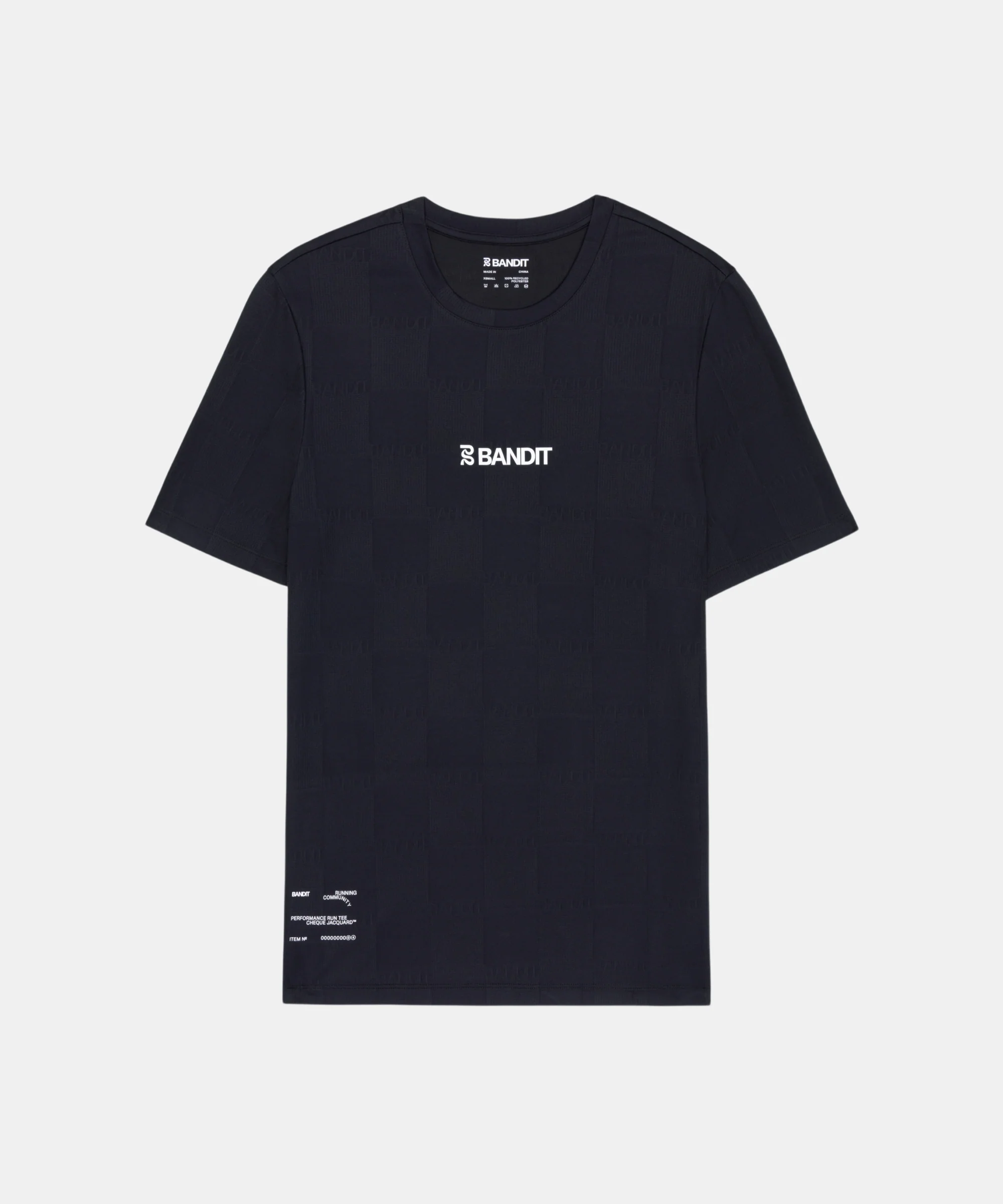 Bandit Cheque Jacquard Short Sleeve Tee - Black