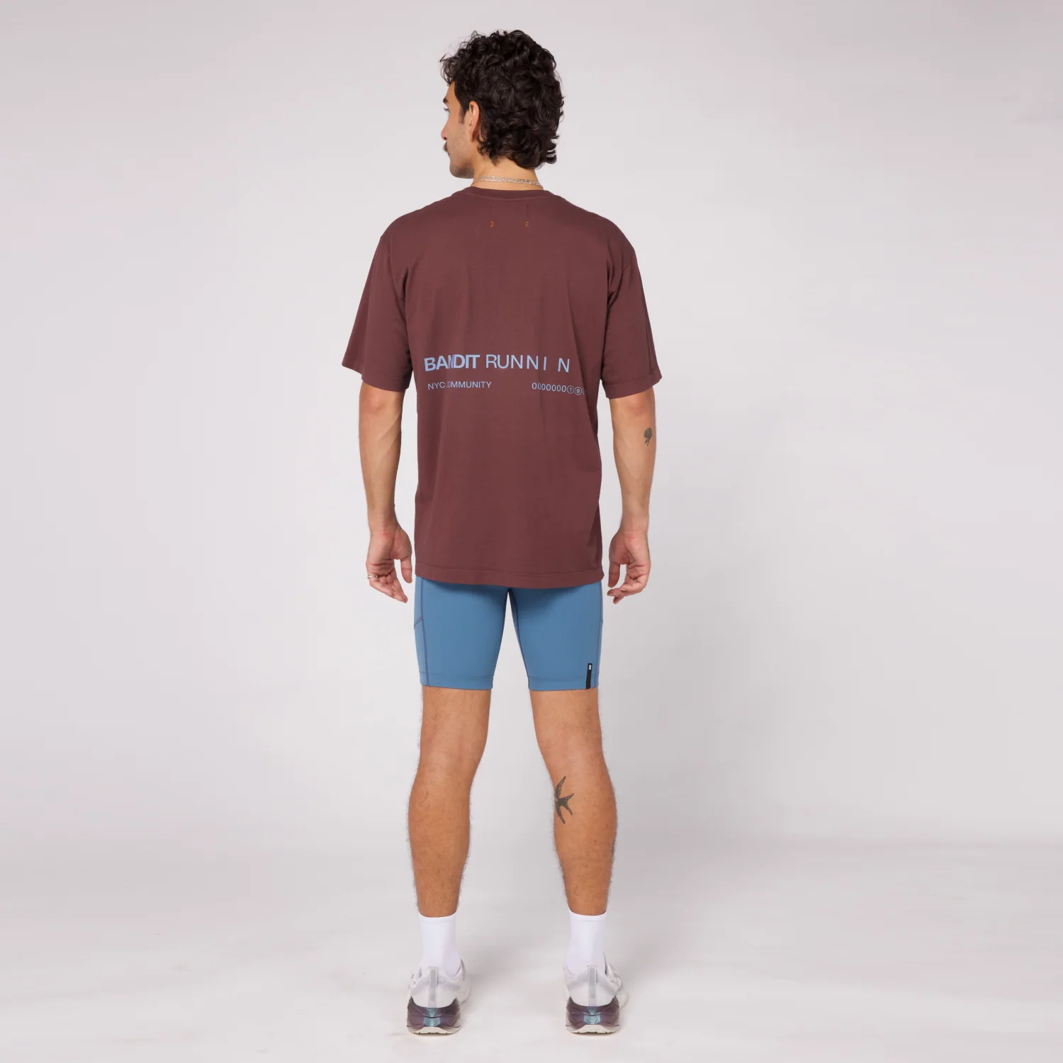 The Community Tee, Unisex - Chocolate with Smokey Blue - Image 3