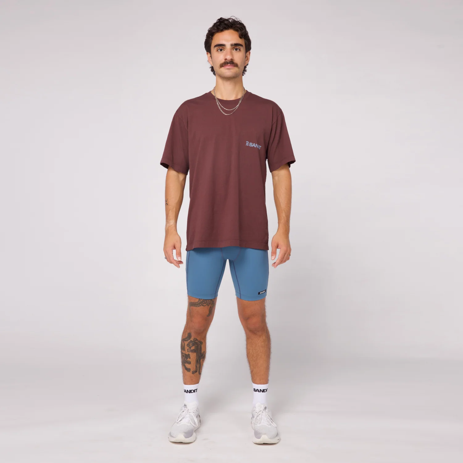 The Community Tee, Unisex - Chocolate with Smokey Blue - Image 4