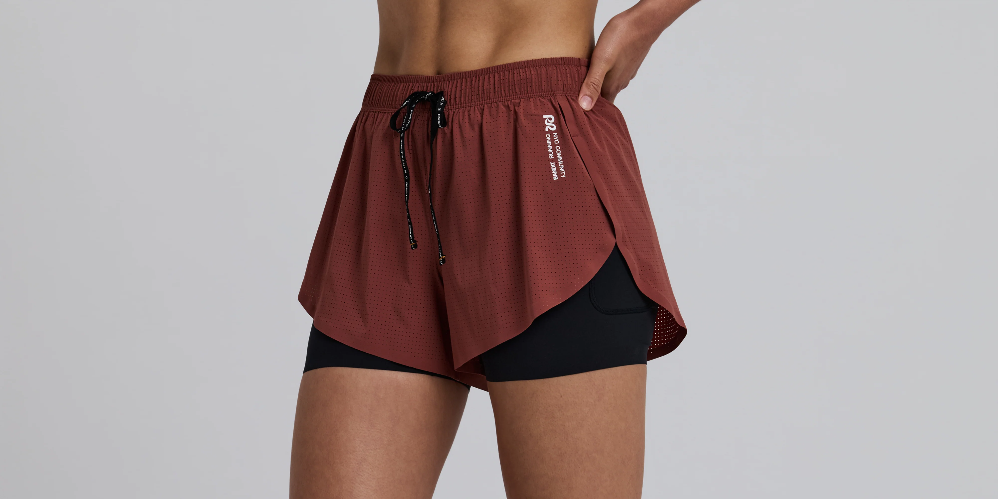 Women's Vento™ 2-in-1 Run Short - Mahogany / Black - Image 3